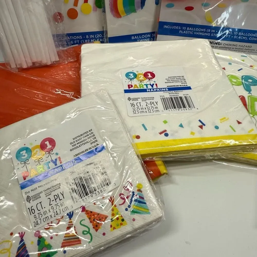 D40 Party Decorations- 9 piece Birthday Rainbow, Flag large and small